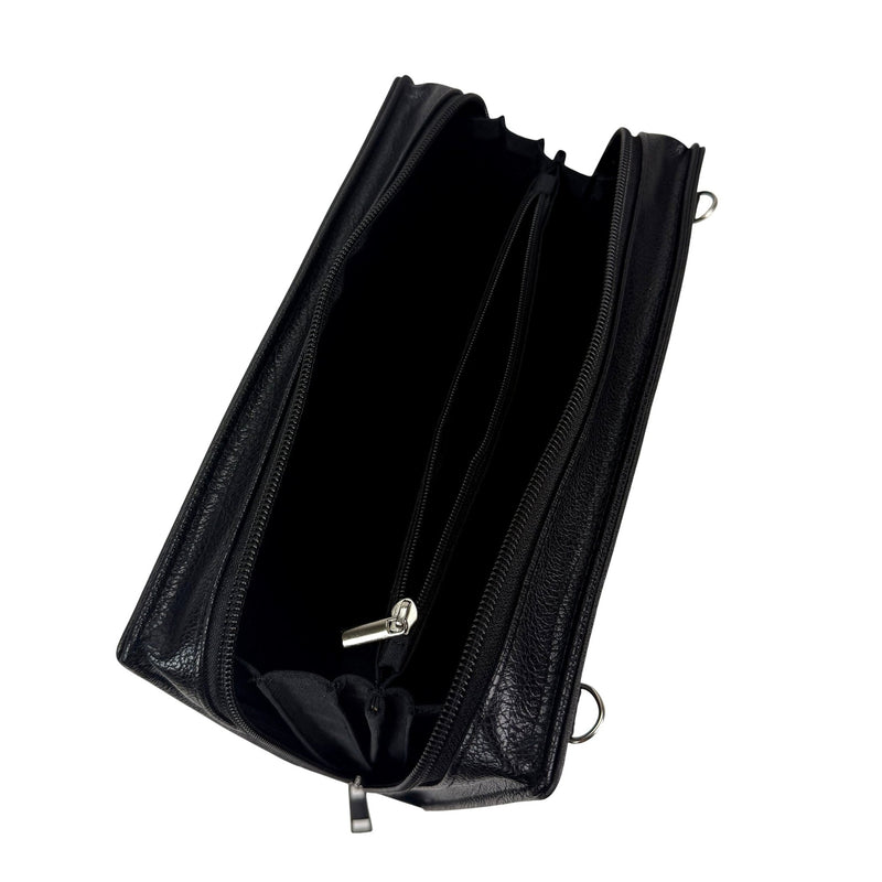 Things2die4 Frankenstein Book Clutch Bag, Black Vinyl Cross Body Bag with Detachable Shoulder Strap and Wrist Strap, Gothic