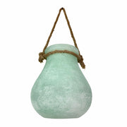 Green - Image 3 - India House Hanging Glass Lantern Decorative Vase, Frosted Green Bulb-Shaped Glass with Rope Handle, 15.75