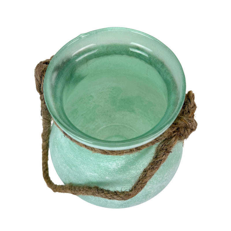 Green - Image 9 - India House Hanging Glass Lantern Decorative Vase, Frosted Green Bulb-Shaped Glass with Rope Handle, 15.75