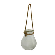 White - Image 2 - India House Frosted Glass Hanging Candle Lantern with Rope Handle, White Bulb-Shaped Decorative Candle