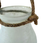White - Image 9 - India House Frosted Glass Hanging Candle Lantern with Rope Handle, White Bulb-Shaped Decorative Candle