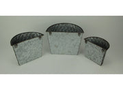 Galvanized Metal Indoor Outdoor Wall Mount Basket Planters Lattice Look - Set of 3 Grey Boho Décor - Nesting Small (8 x 6.5
