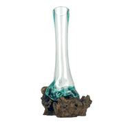 Glass On Teak Driftwood Molten Sculptural Bud Vase Image 3
