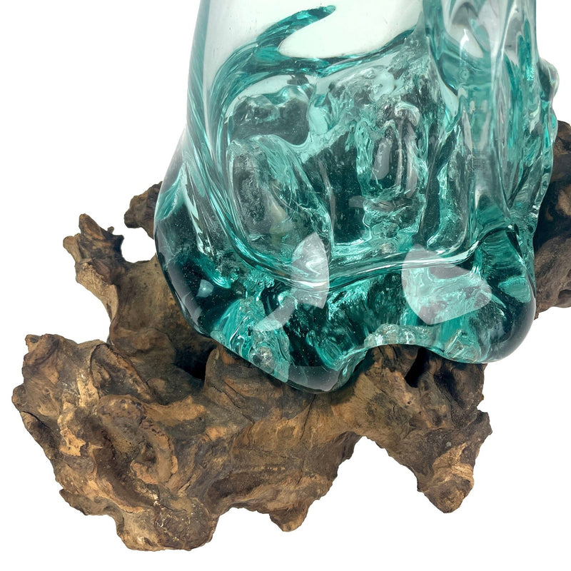 Glass On Teak Driftwood Molten Sculptural Bud Vase Image 8