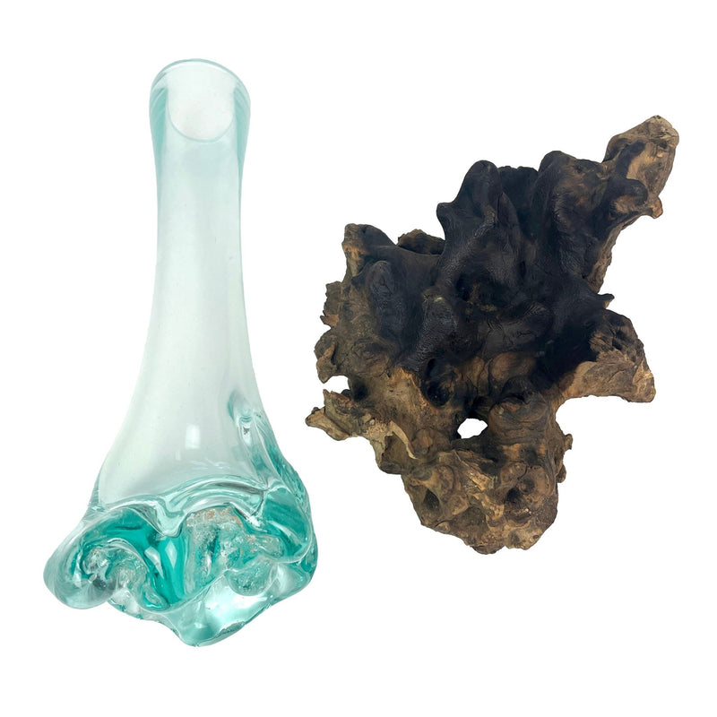 Glass On Teak Driftwood Molten Sculptural Bud Vase Image 9