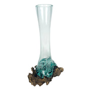 Glass On Teak Driftwood Molten Sculptural Bud Vase Image 1