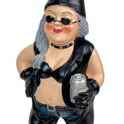 Gnoschitt and Gnofun Thirsty Biker Garden Gnome Statues 7.5 Inches High - Funny Indoor Outdoor Décor - Leather-Clad Yard,