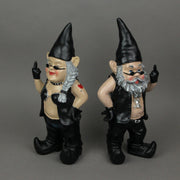 Gnoschitt and Gnofun: The Gnaughty Rebel Biker Gnome Couple - Unique 12.5-Inch High Rude Garden Gnome Statues - Fun Indoor