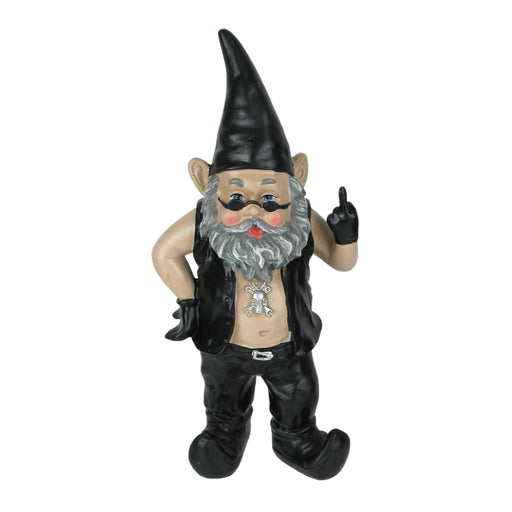 Gnoschitt The Naughty Biker Rude Gesture Garden Gnome Lawn Decor Resin Statue Indoor or Outdoor Motorcycle Rider Figurine -