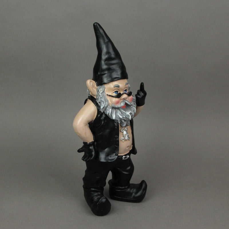 Gnoschitt The Naughty Biker Rude Gesture Garden Gnome Lawn Decor Resin Statue Indoor or Outdoor Motorcycle Rider Figurine -