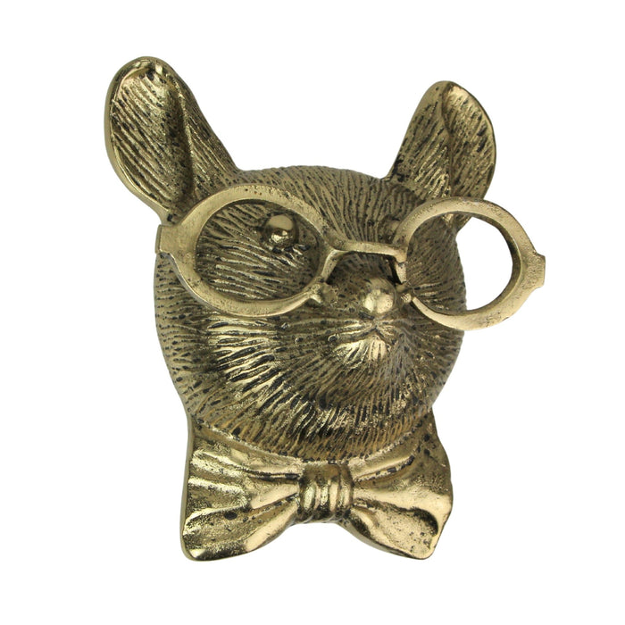 Gold Mouse - Image 1 - Gold Mouse Head Wall Hanging with Eye Glasses Spectacles – 8.5" High, Quirky Cast Aluminum Wall Decor,