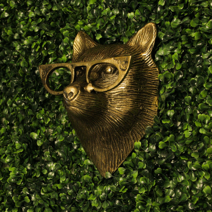 Gold Fox - Image 4 - Gold Fox Head Wall Hanging with Cat’s Eye Glasses – 6" High, Whimsical Resin Decor, Metallic Gold