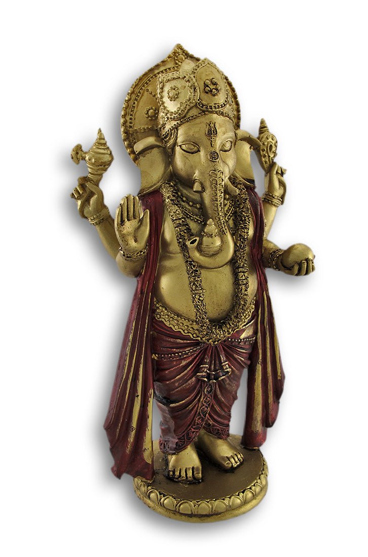 Golden Ganesha Standing Hindu God Statue Image 1