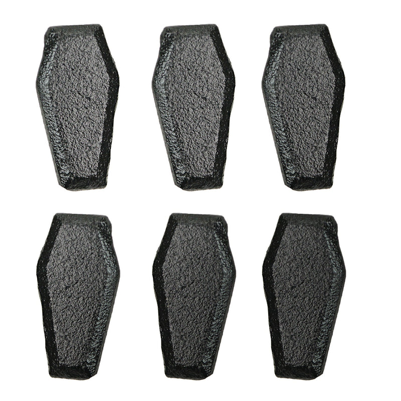 Gothic Black Cast Iron Coffin Drawer Pulls – 6-Piece Set, 2.5" Long, 1.5" High - Dark Elegance for Cabinets, Drawers, and