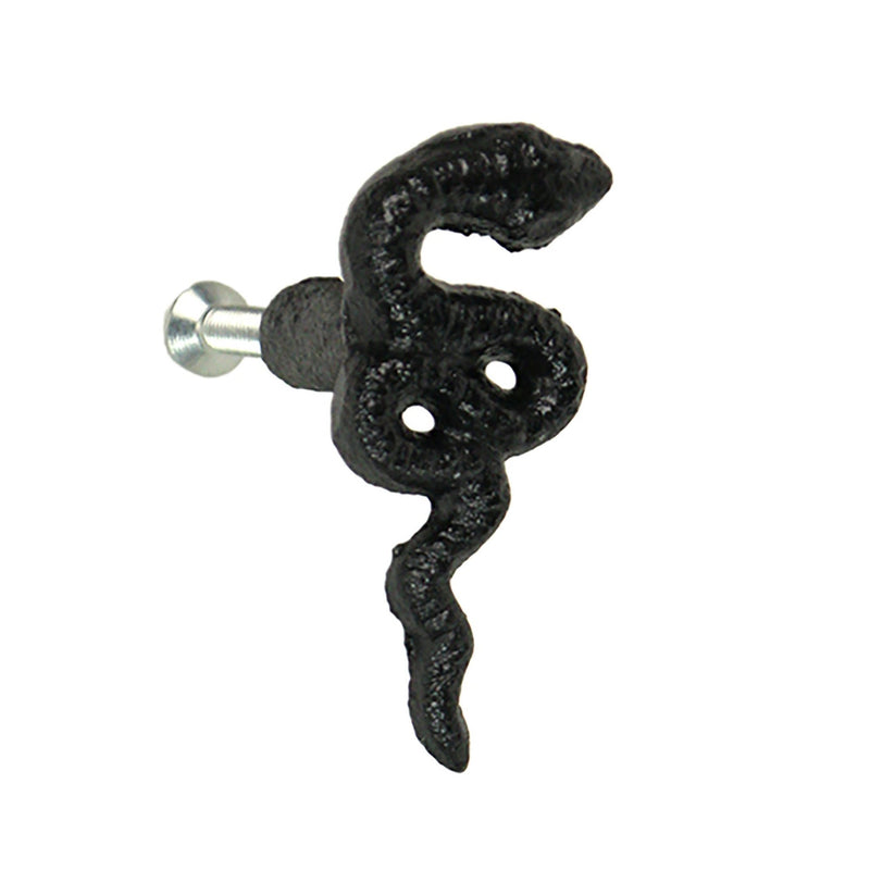Gothic Black Cast Iron Snake Drawer Pulls – 6-Piece Set, 2.25" Long, 1" High, Serpentine Design for Cabinets, Drawers, and