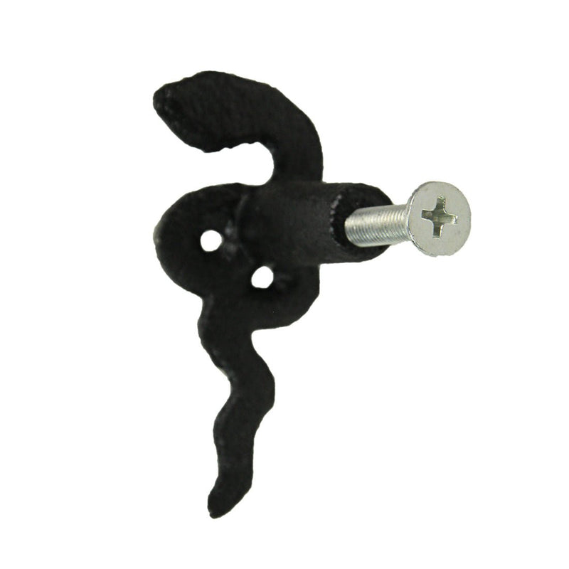 Gothic Black Cast Iron Snake Drawer Pulls – 6-Piece Set, 2.25" Long, 1" High, Serpentine Design for Cabinets, Drawers, and