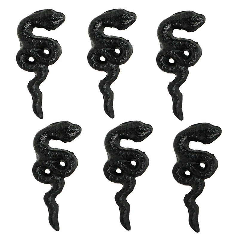Gothic Black Cast Iron Snake Drawer Pulls – 6-Piece Set, 2.25" Long, 1" High, Serpentine Design for Cabinets, Drawers, and