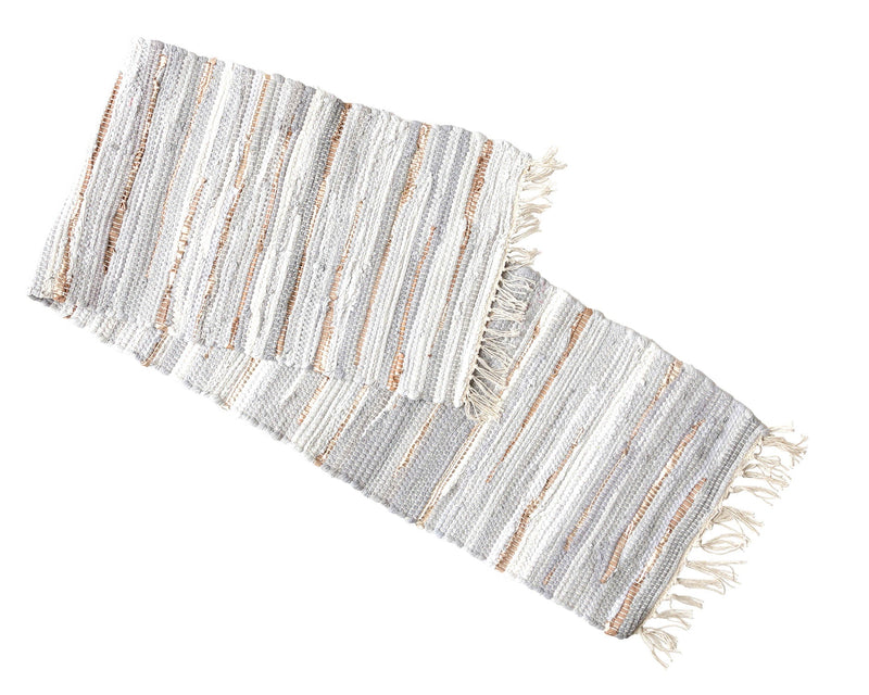 Gray and Gold Chindi Cloth Woven Table Runner 12 Inches X 56 Inches Image 1