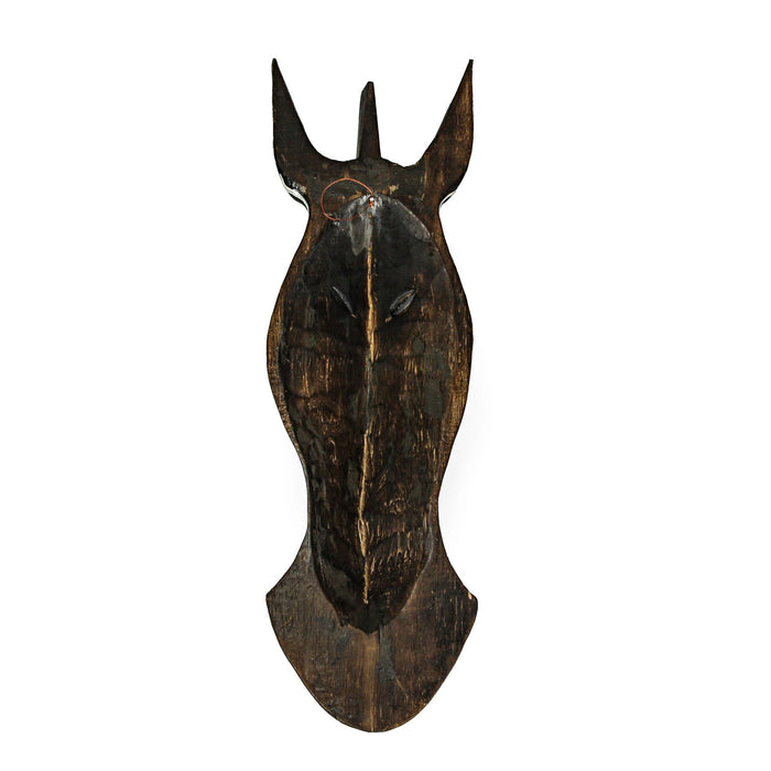 Hand-Carved Brown Wood African Zebra Jungle Mask Wall Hanging - 20 Inches High - Artisan Crafted - Perfect for Jungle-Themed