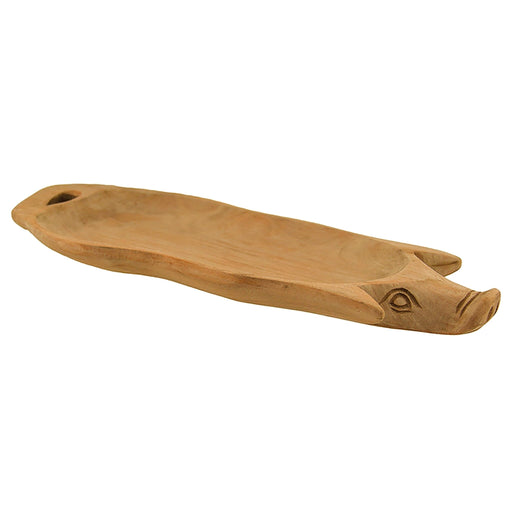 Hand Carved Pig Shaped Decorative Wooden Serving Tray 15 Inch Image 2