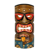 Set of 10 Hand-Carved Wood Polynesian Design Hawaiian Tiki Wall Hanging Masks - Exquisite 10-Inch High Masks for Vibrant