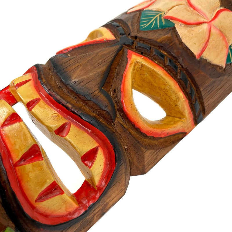 Set of 10 Hand-Carved Wood Polynesian Design Hawaiian Tiki Wall Hanging Masks - Exquisite 10-Inch High Masks for Vibrant
