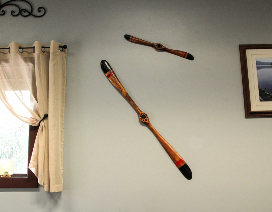 24 Inch - Image 4 - Hand-Carved Vintage Distressed Brown Wooden Airplane Propeller Wall Sculpture - Timeless Prop Plane