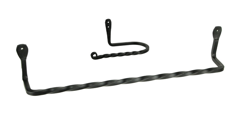 Hand Forged Wrought Iron Wall Mounted Toilet Paper Holder and Towel Bar Set Image 1