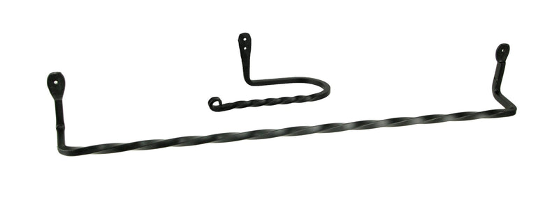 Hand Forged Wrought Iron Wall Mounted Towel Bar and Toilet Paper Holder Set Image 1