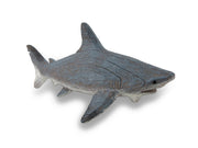Hand-Painted Weathered Grey Finish Wood-Like Shark Resin Tabletop Statue - Lifelike Nautical Decor for Homes, Offices, or