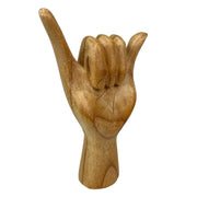Hang Loose Hand Sign Wooden Sculpture – 8" Eco-Friendly Albesia Wood Art – Perfect for Home Decor and Surf Lovers Image 2