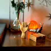 Hang Loose Hand Sign Wooden Sculpture – 8" Eco-Friendly Albesia Wood Art – Perfect for Home Decor and Surf Lovers Image 6
