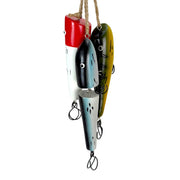 Things2Die4 Hanging Fishing Lure Ornaments Set of 3, Hand Painted Resin Nautical Decor with Jute Hanging Cords, Glossy