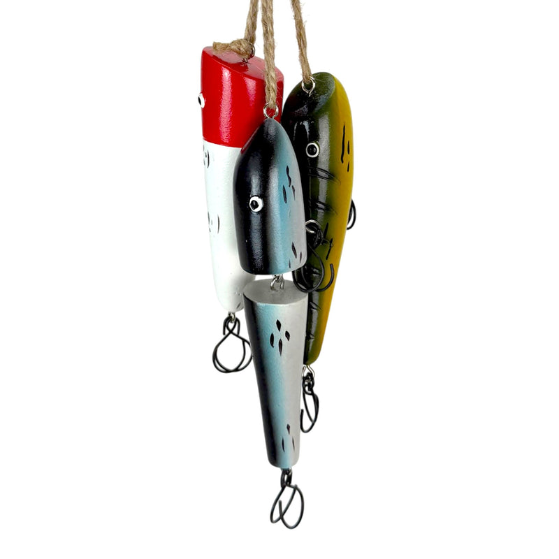 Things2Die4 Hanging Fishing Lure Ornaments Set of 3, Hand Painted Resin Nautical Decor with Jute Hanging Cords, Glossy