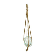 Hanging Molten Glass Vase with Jute Rope – 20.25" High, 4" Diameter, 5" High Bowl – Modern and Rustic Home Décor Accent for