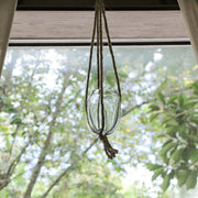 Hanging Molten Glass Vase with Jute Rope – 20.25" High, 4" Diameter, 5" High Bowl – Modern and Rustic Home Décor Accent for