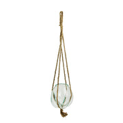 Hanging Molten Glass Vase with Jute Rope – 25" High, 6" Diameter, 5" High Bowl – Modern and Rustic Home Décor Accent for