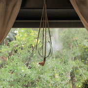 Hanging Molten Glass Vase with Jute Rope – 25" High, 6" Diameter, 5" High Bowl – Modern and Rustic Home Décor Accent for