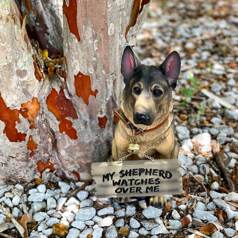 I Don't Dial 911 German Shepherd Guard Dog Warning Statue Image 6