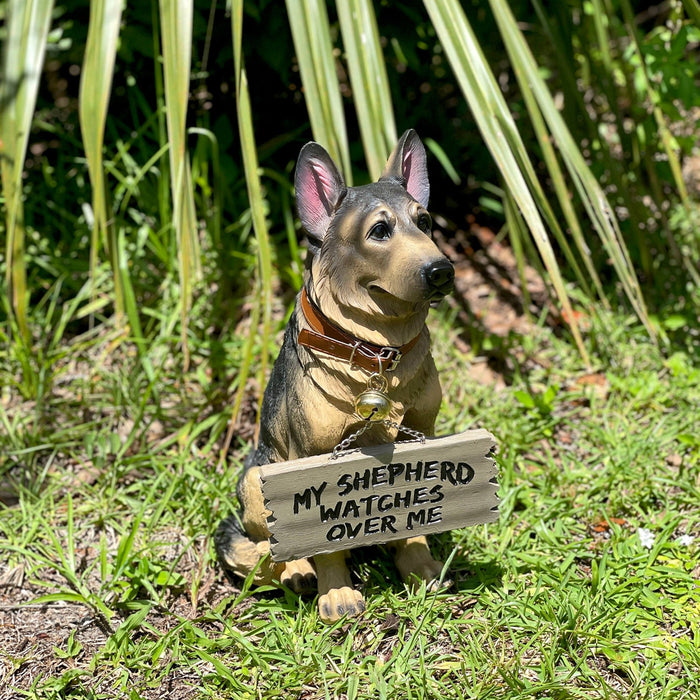 I Don't Dial 911 German Shepherd Guard Dog Warning Statue Image 7