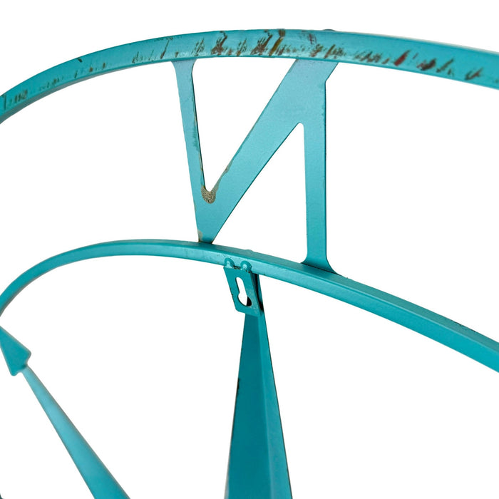 Aqua - Image 8 - Zeckos 39 Inch Aqua Metal Compass Rose Wall Decor, Large Distressed Nautical Wind Rose Wall Sculpture with