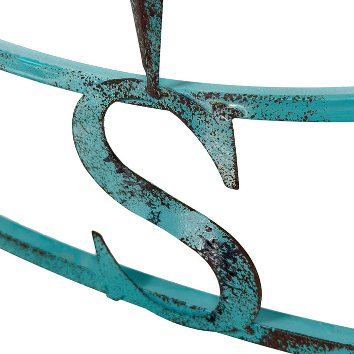 Aqua - Image 6 - Zeckos 39 Inch Aqua Metal Compass Rose Wall Decor, Large Distressed Nautical Wind Rose Wall Sculpture with