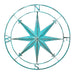 Aqua - Image 1 - Zeckos 39 Inch Aqua Metal Compass Rose Wall Decor, Large Distressed Nautical Wind Rose Wall Sculpture with