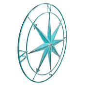 Aqua - Image 2 - Zeckos 39 Inch Aqua Metal Compass Rose Wall Decor, Large Distressed Nautical Wind Rose Wall Sculpture with