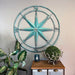 Aqua - Image 4 - Zeckos 39 Inch Aqua Metal Compass Rose Wall Decor, Large Distressed Nautical Wind Rose Wall Sculpture with