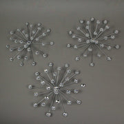Silver - Image 3 - Set of 3 Jeweled 3D Silver Metal Atomic Starburst Wall Sculpture Set - 10 Inch Diameter - Classic