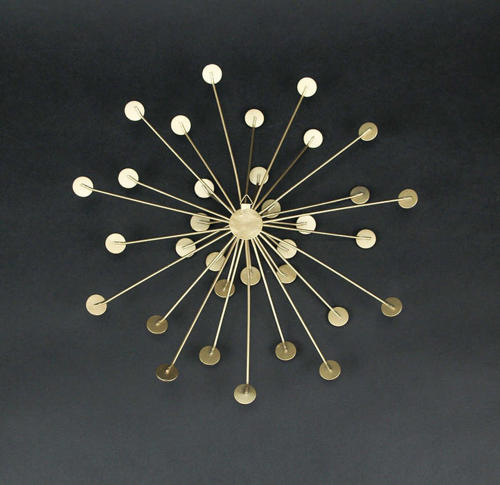 Gold - Image 3 - Set of 3 Gold Finish Jeweled Metal Sunburst Wall Mounted Hanging Sculptures for Glamorous Mid Century Modern