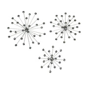 Silver - Image 1 - Set of 3 Unique Silver Bursting Star Metal Wall Sculptures with Jeweled Points - Perfect Accent Pieces for