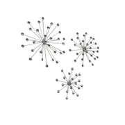 Silver - Image 2 - Set of 3 Unique Silver Bursting Star Metal Wall Sculptures with Jeweled Points - Perfect Accent Pieces for