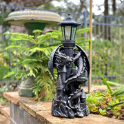 'Keeper of the Castle' Medieval Dragon Statue with Solar-Powered LED Lantern - 21 Inches High - Majestic Outdoor Decor
